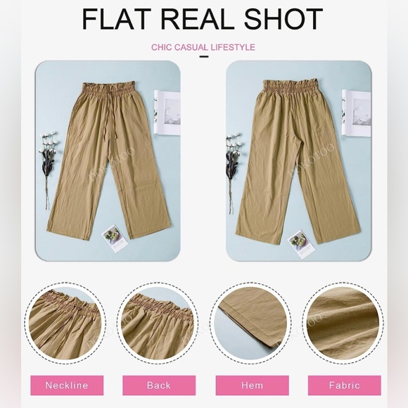 Womens Casual Elastic Waist Solid Comfy Jogging Jogger Pants with Pockets - Picture 3 of 10